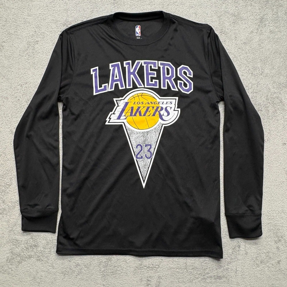 Los Angeles Lakers Lebron James #23 Long Sleeve Shirt Mens Small Black Polyester